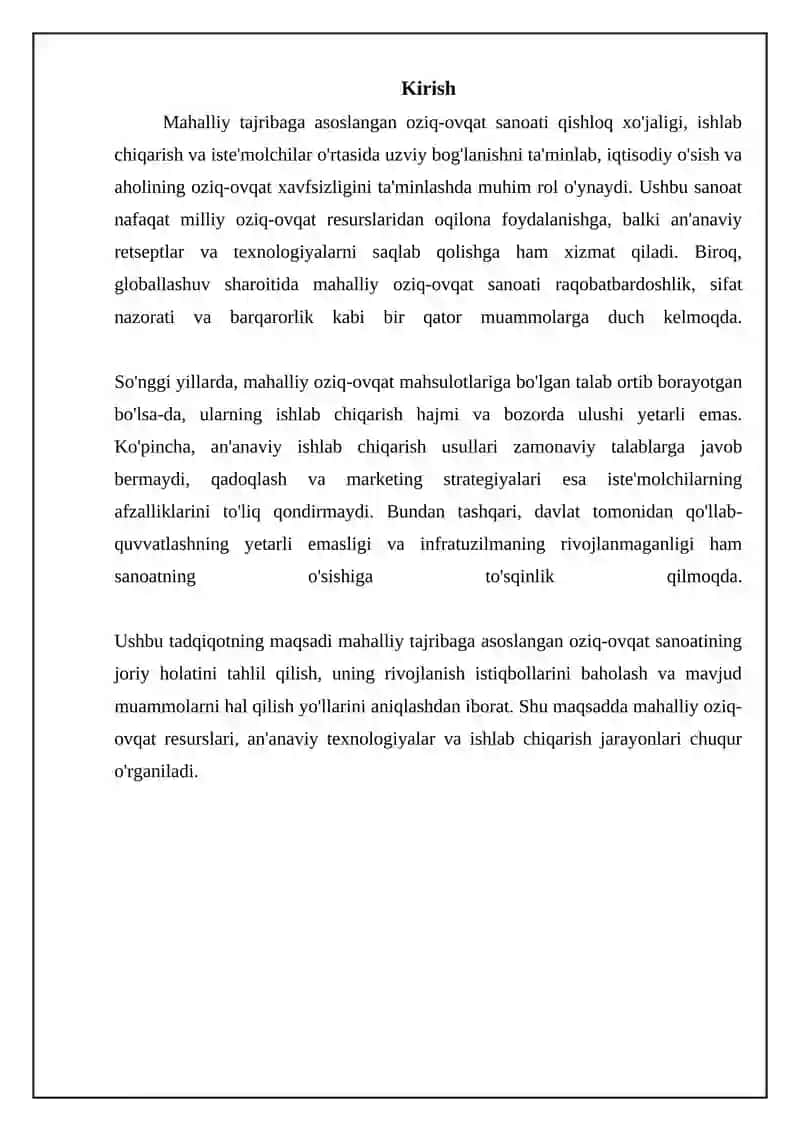 Oziq-ovqat sanoati mahalliy tajribalar misolida 3