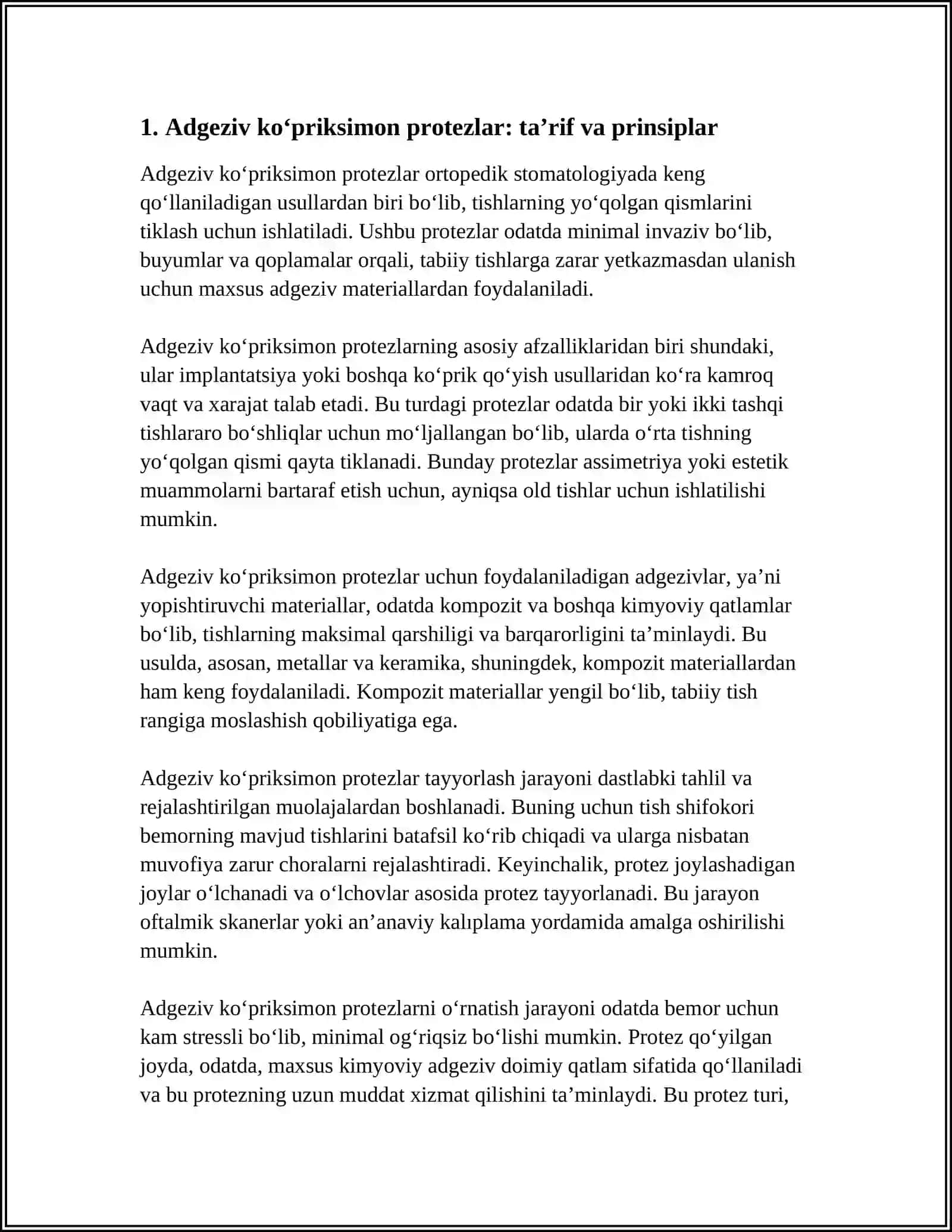 ORTOPEDIK STOMATOLOGIYADA ADGEZIV KOʻPRIKSIMON PROTEZLAR 3