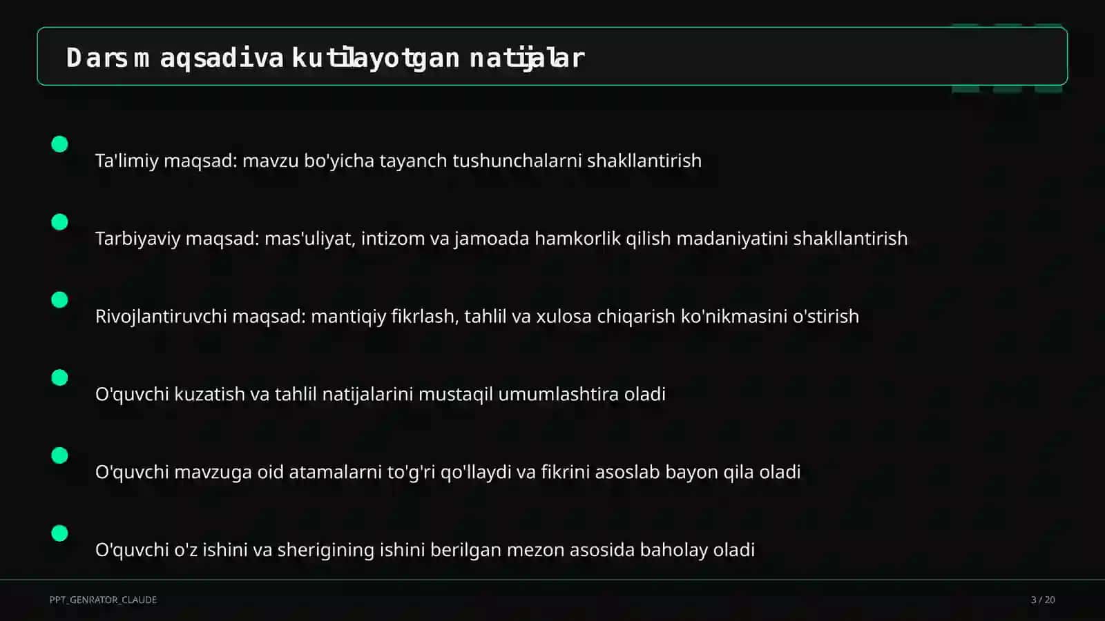 Dars rejasi 3