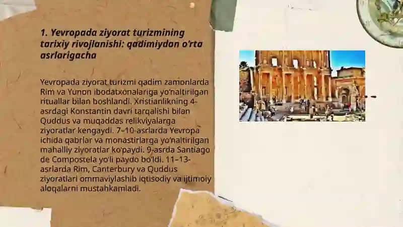 Yevropa mintaqasida ziyorat turizmi industriyasining shakllanishi va rivojlanish tendensiyalari 3