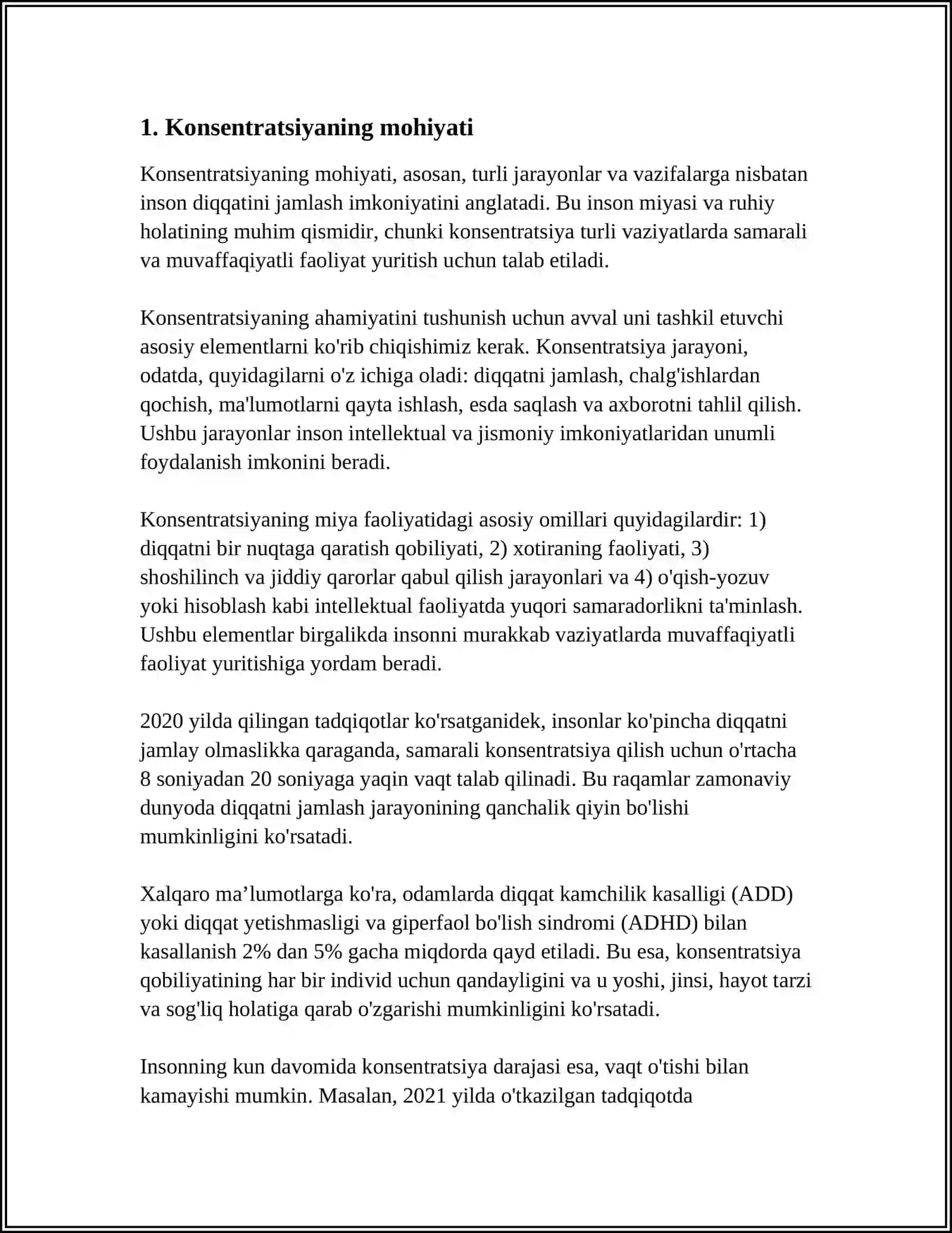 FOIZ KONSENTRATSIYA.NORMAL KONSENTRATSIYA 3