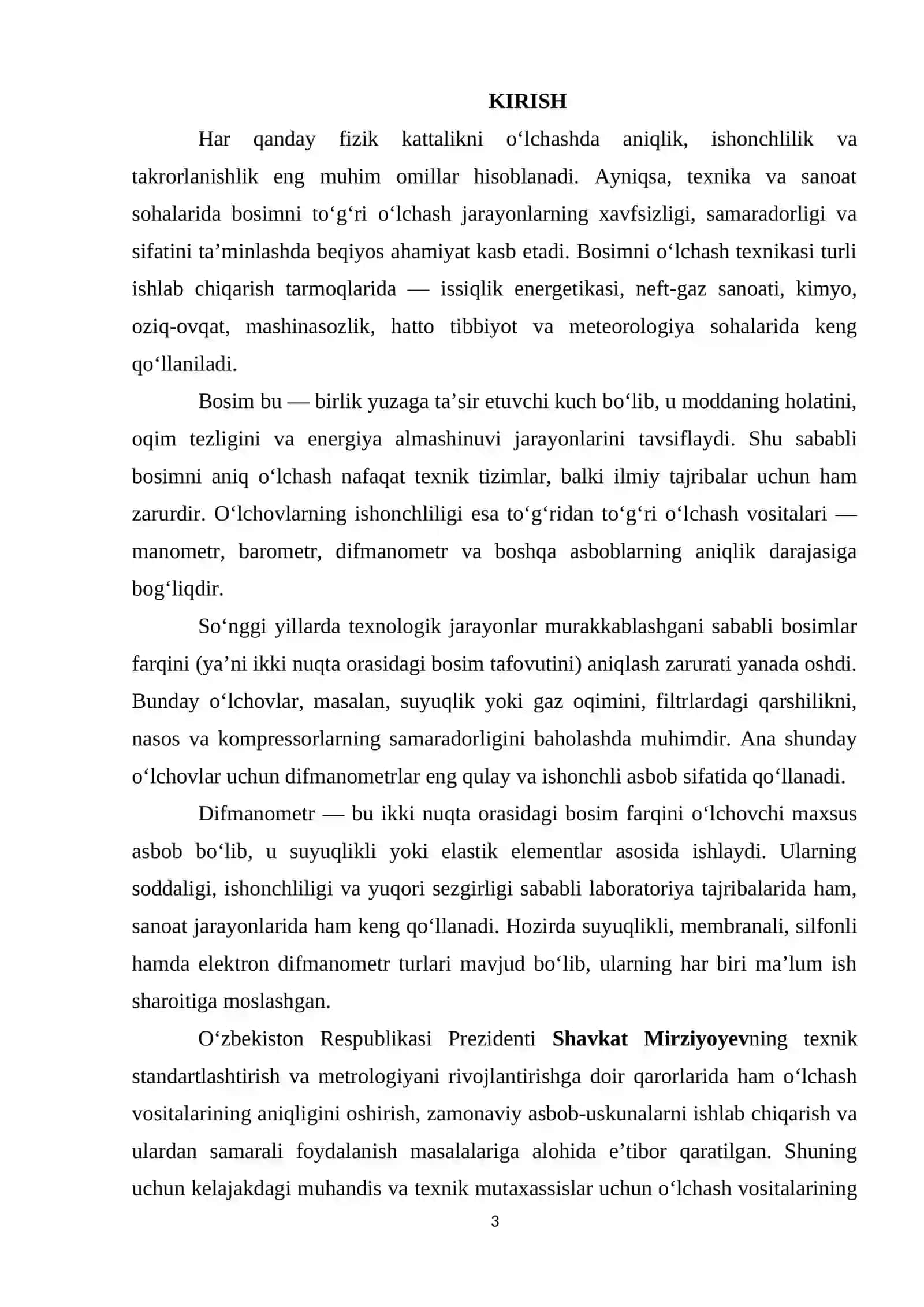 BOSIMNI, BOSIMLAR FARQINI DIFMANOMETRLAR BILAN O'LCHASH. 3