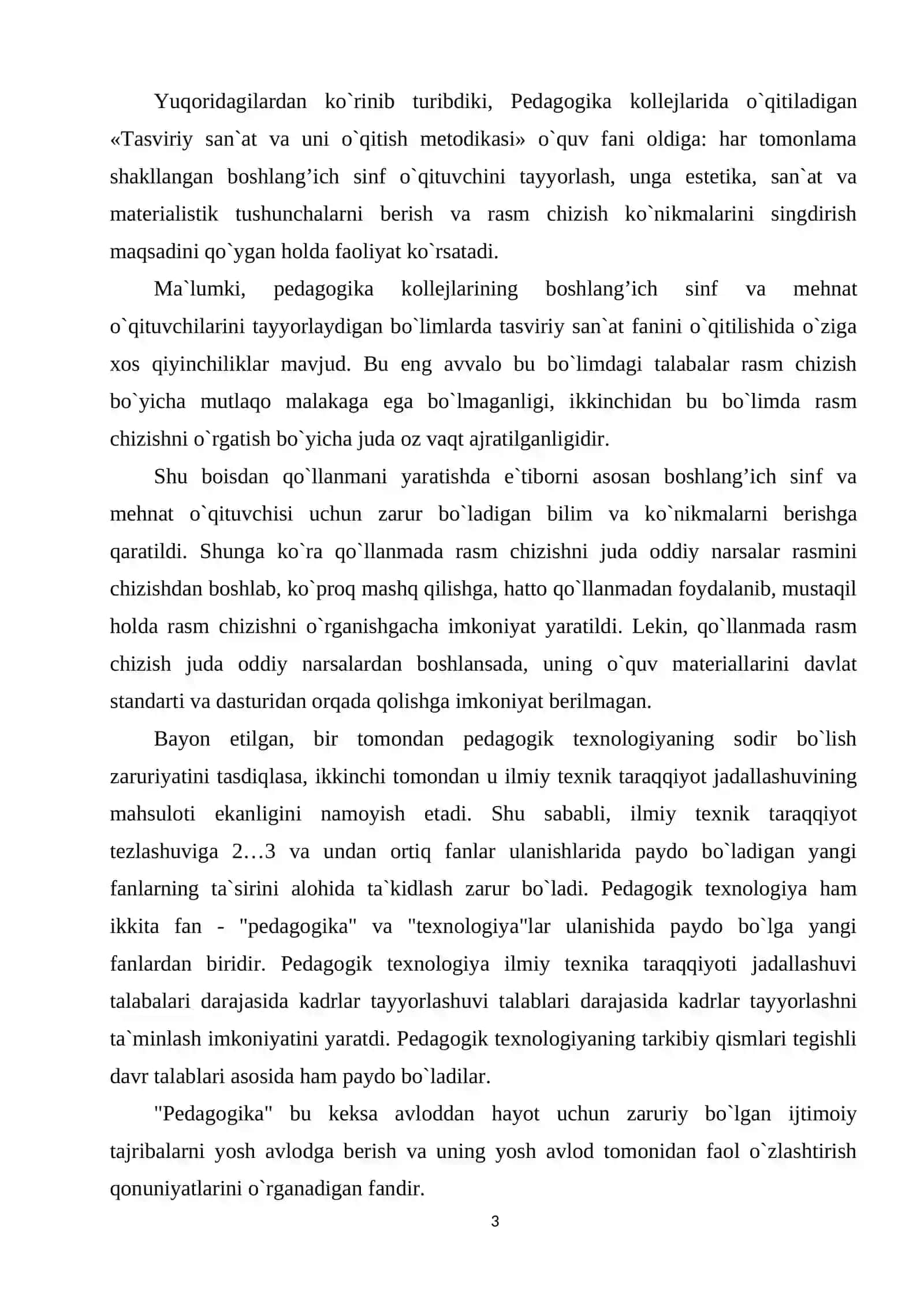 Umumta'lim maktablarida manzara janrini o'qitish metodikasi | Bitiruv malakaviy ishi | Tasviriy san'at | DOCX 3