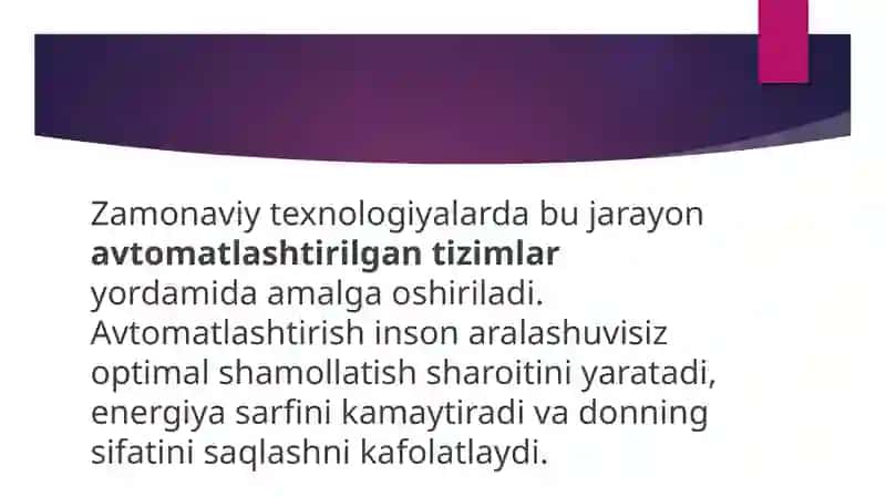 Donni faol shamollatish jarayonini avtomatlashtirish. 3