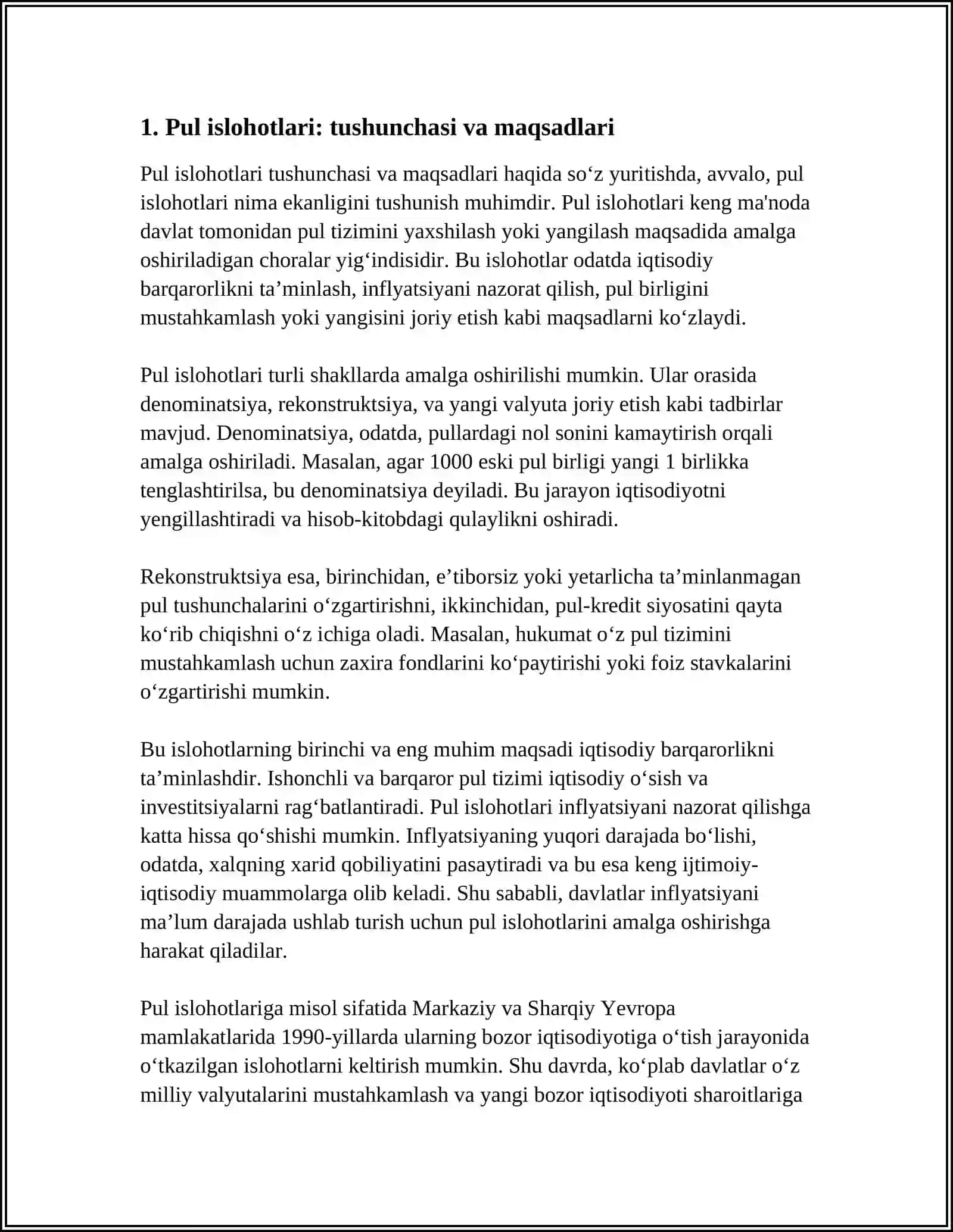 Pul islohotlari va ularning turlari 3