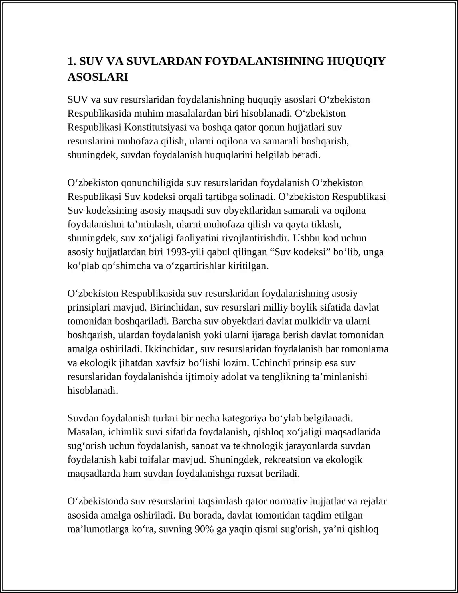 SUV VA SUVLARDAN FOYDALANISH QONUNI 3