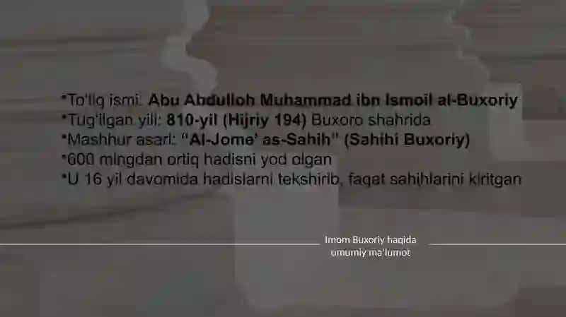 Imom Buxoriy va Imom Termiziyning hadis ilmiga qo'shgan hissalarini qiyosiy tahlili 3