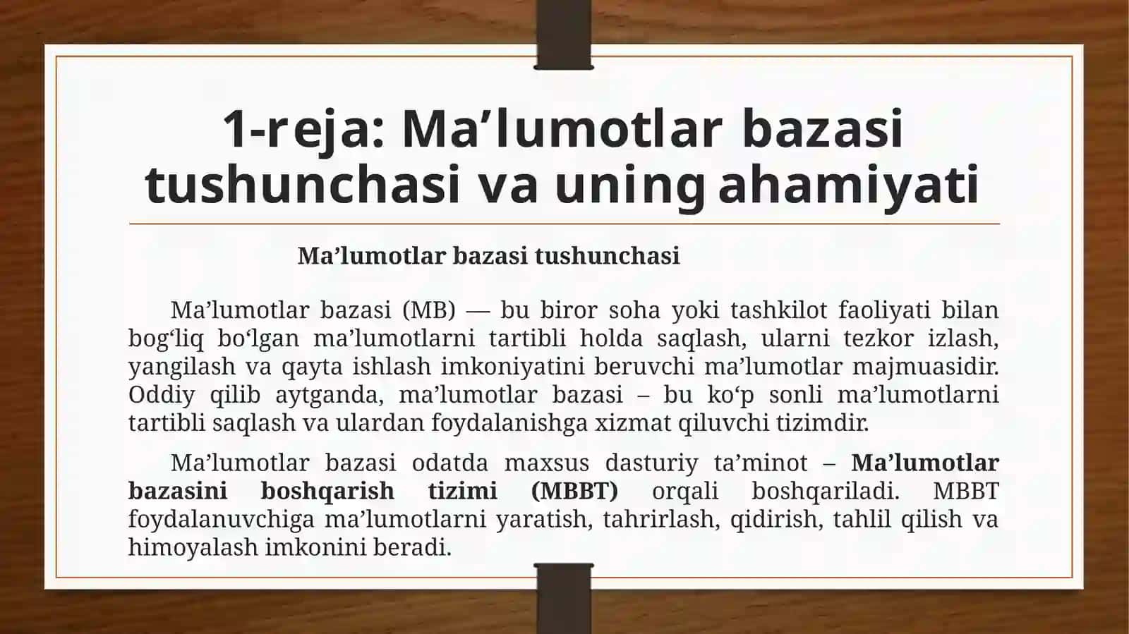 Ma’lumotlar bazasining ahamyati 3