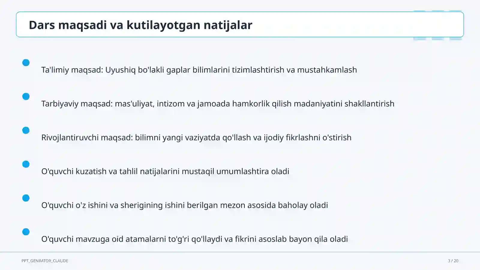 Uyushiq bo'lakli gaplar (4-sinf) 3