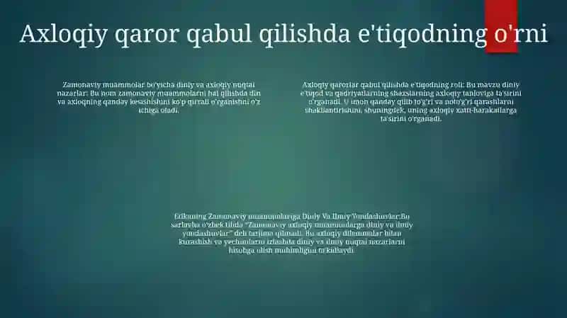 Etikaning Zamonaviy Muammolariga Diniy Va Ilmiy Yondashuvlar 3