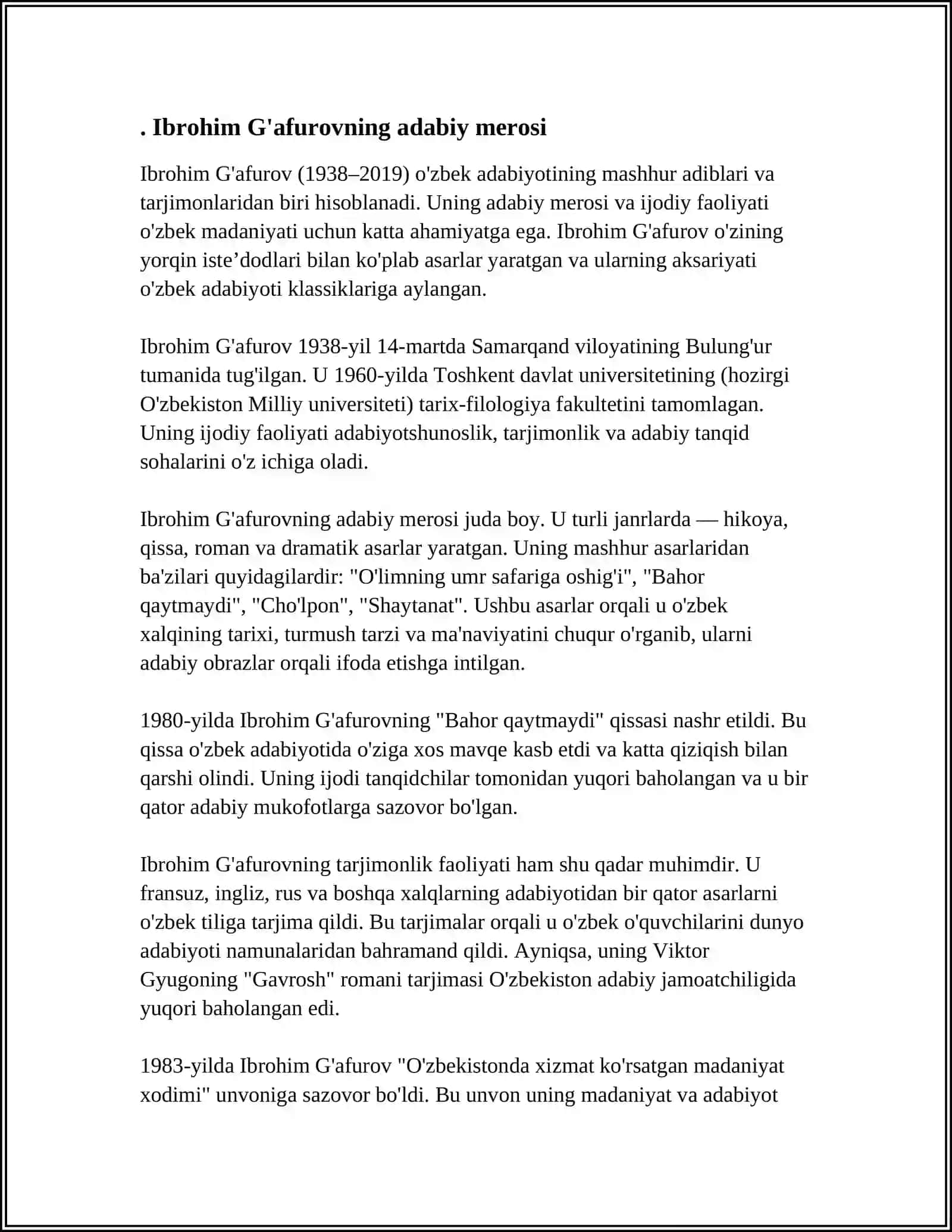 IBROHIM G'AFUROV ASARLARI BILAN TANISH FOYDALANILGAN ADABIYOTLAR 3