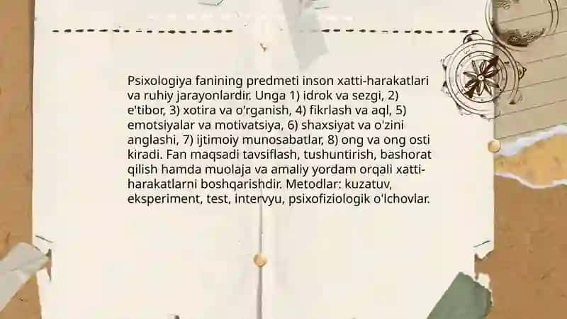Psixologiya fani predmeti va vazifalar 3