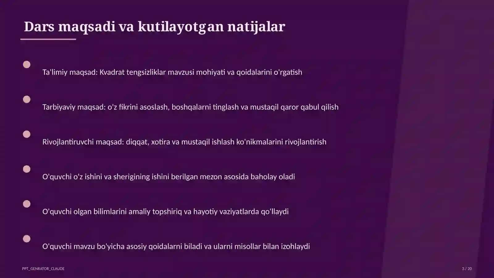 Kvadrat tengsizliklar (9-sinf) 3
