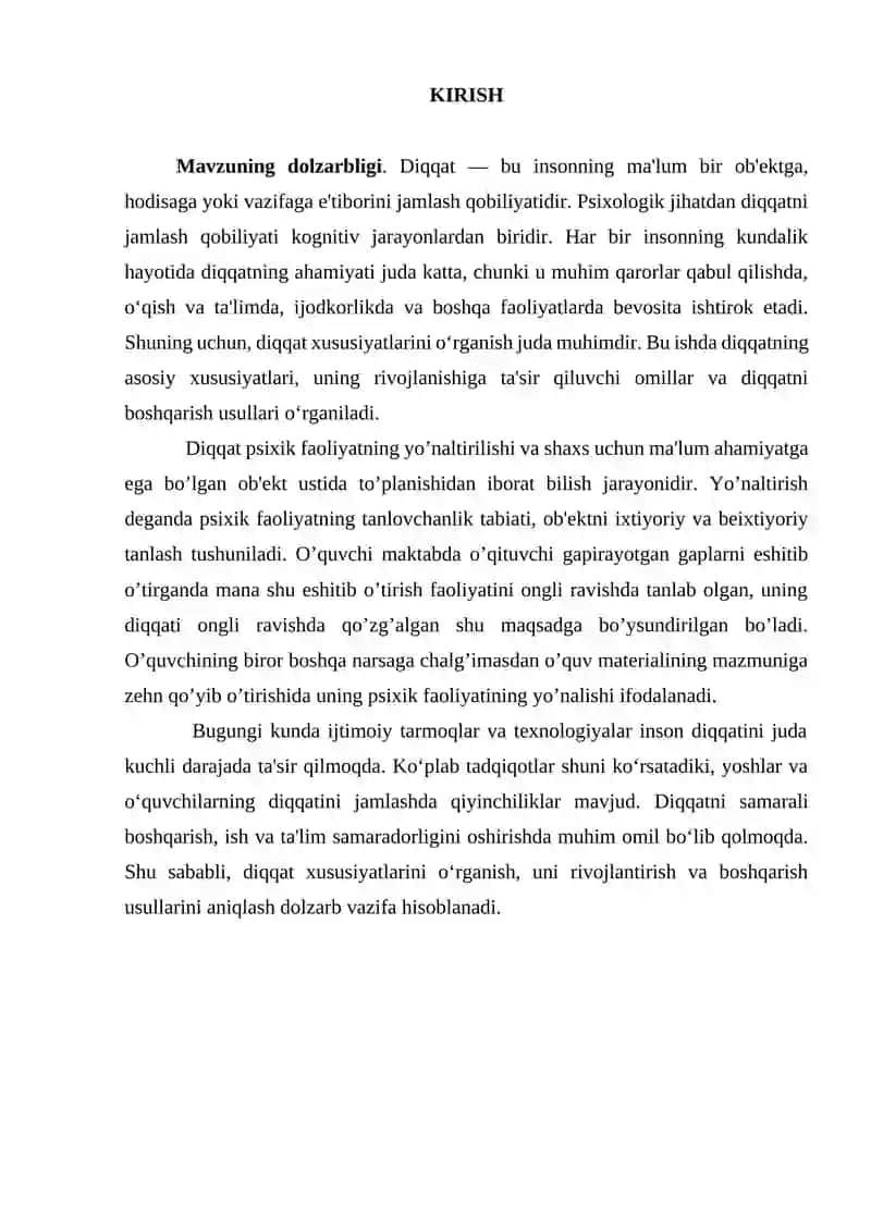 Diqqat xususiyatlari 3