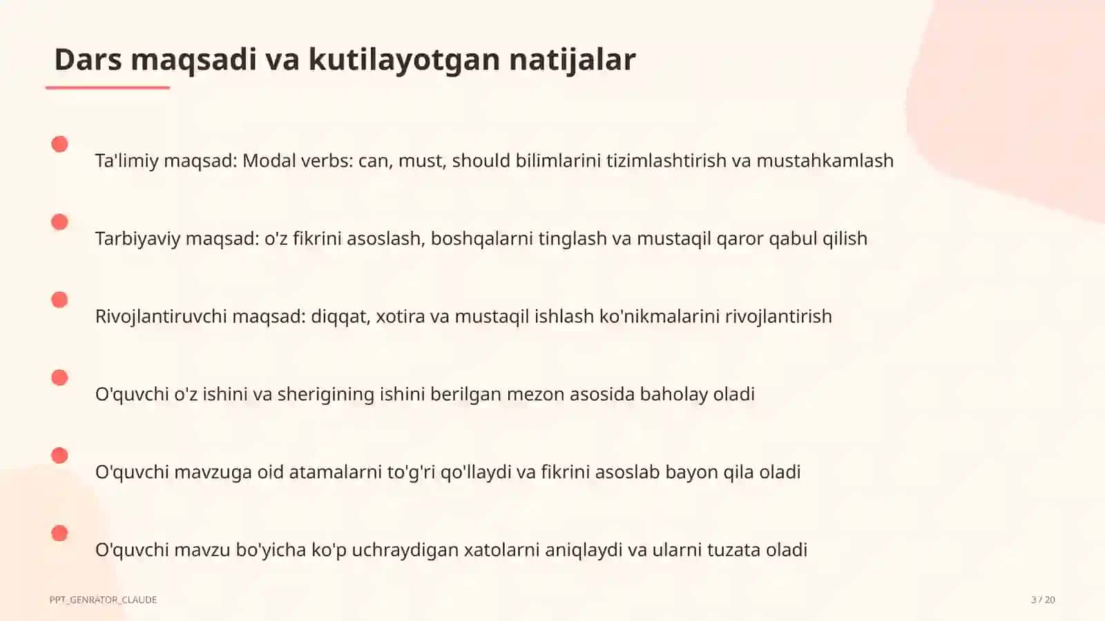 Modal verbs: can, must, should (7-sinf) 3