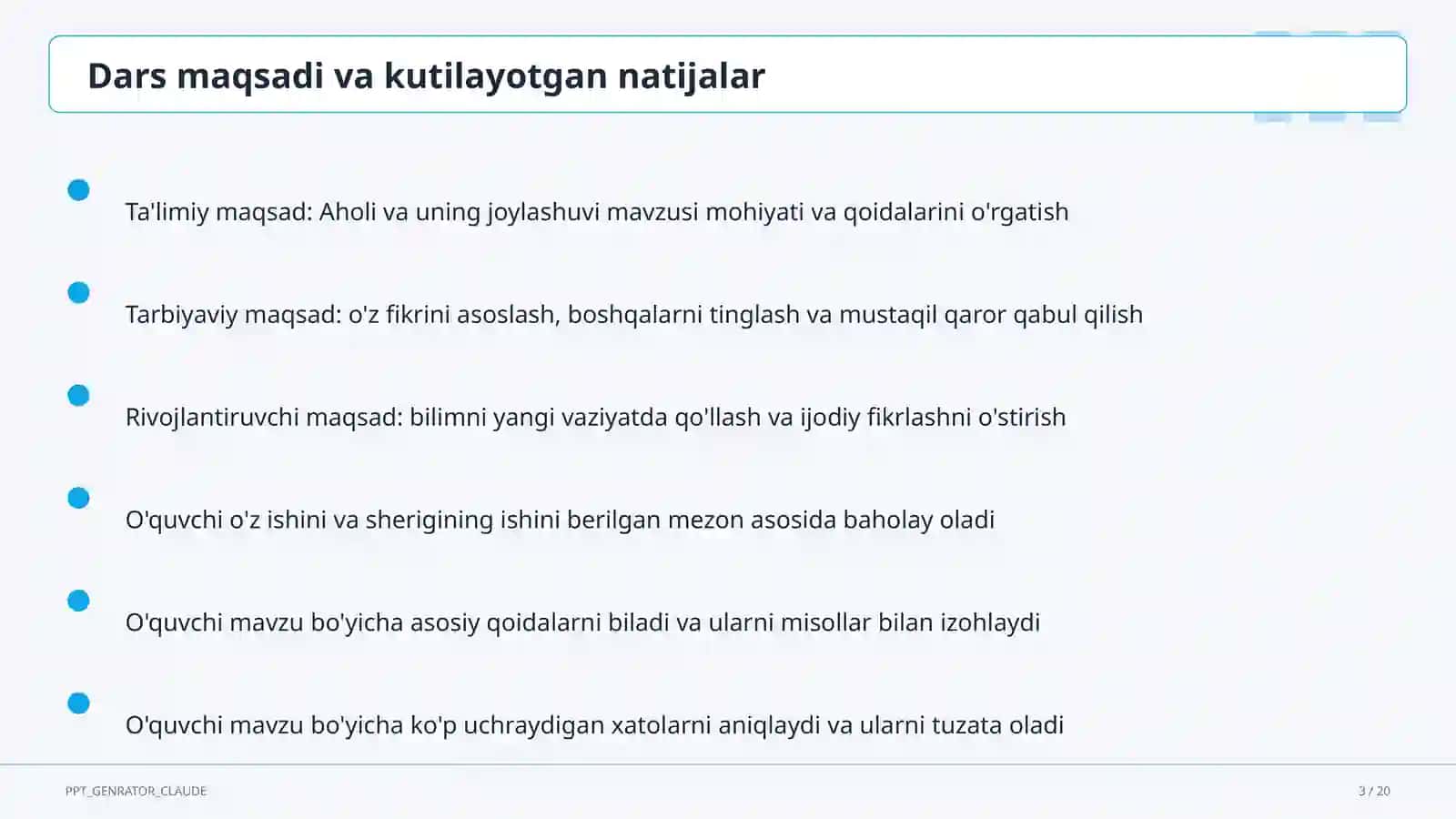 Aholi va uning joylashuvi (6-sinf) 3