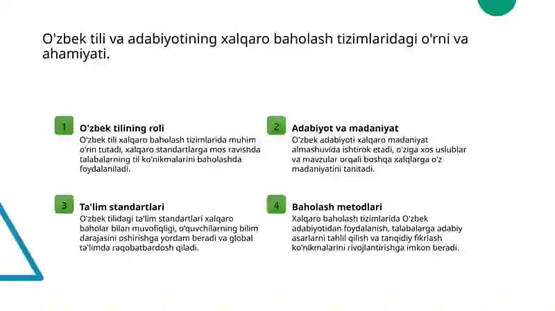 O'zbek tili va adabiyotining xalqaro baholash tizimi bilan aloqadorligi 3