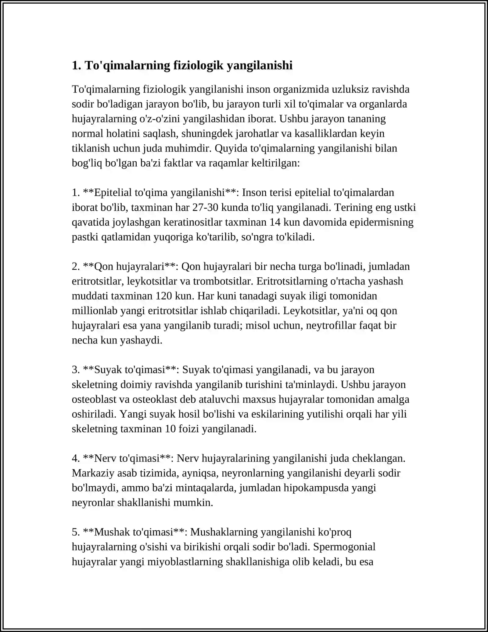 TO'QIMALAMING FIZIOLOGIK VA REPARATIV REGENERATSIYASI.TO'QI MALAR O'ZGARUVCHANLIGI CHEGARALARI 3