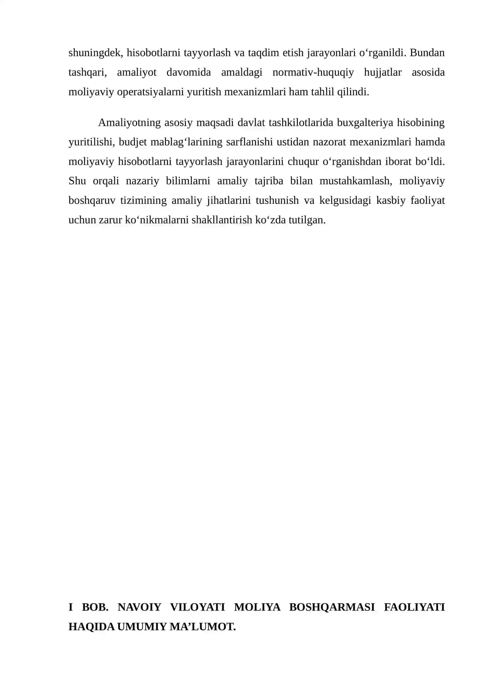 Navoiy viloyati moliya boshqarmasi buxgalteriya bo‘limi faoliyati va moliyaviy hisobini tashkil etish 3