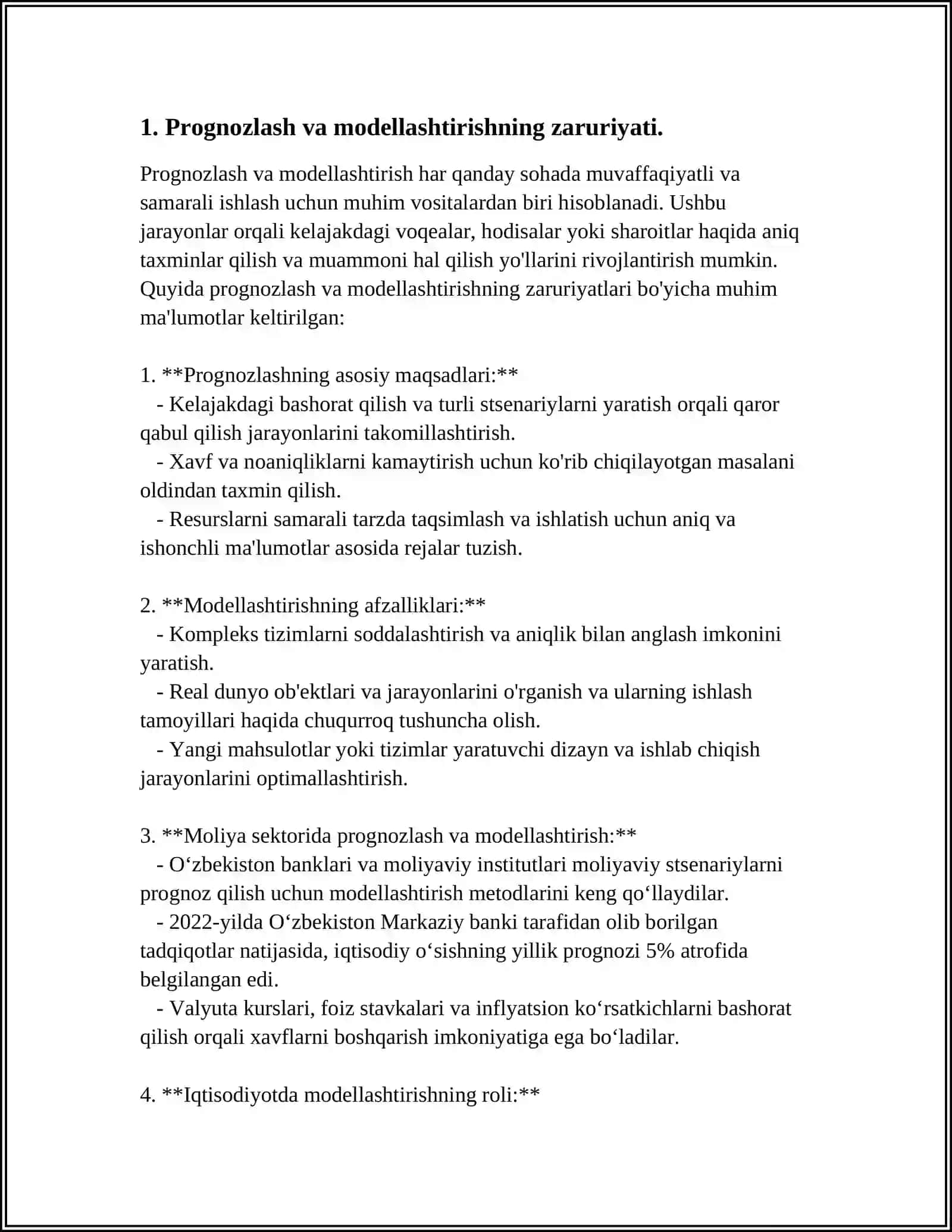 PROGNOZLASH VA MODELLASHTIRISHNING BOSHQARUVGA GLOBAL TA'SIRI:STRATEGIK QARORLAR QABUL QILISH UCHUN AXBOROT TEXNOLOGIYALARIDAN FOYDALANISH MISOLLAR 3
