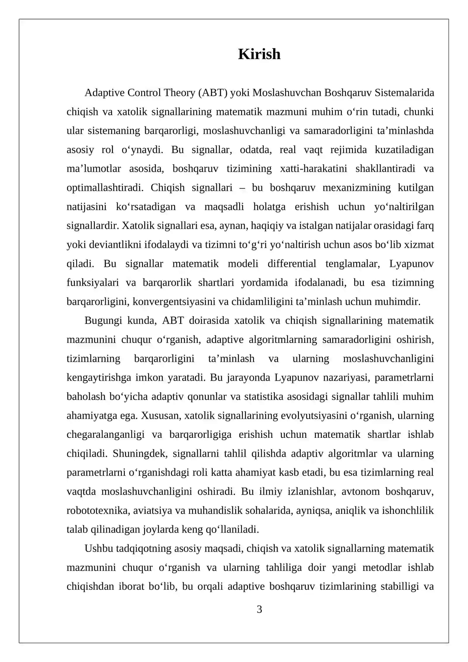 ABTDA CHIQISH VA XATOLIK SIGNALLARINING MATEMATIK MAZMUNI 3