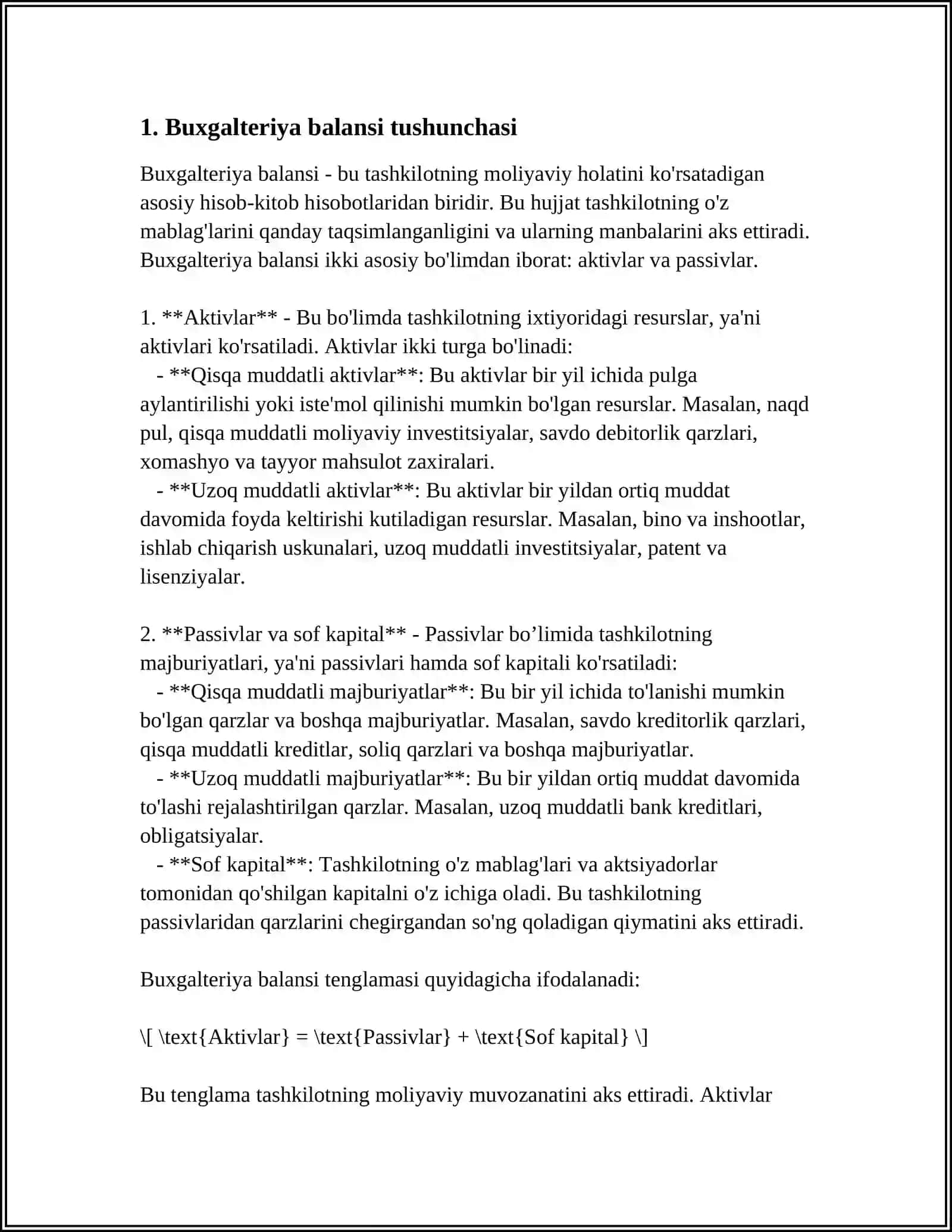 Buxgalteriya balansi va uning tarkibi 3