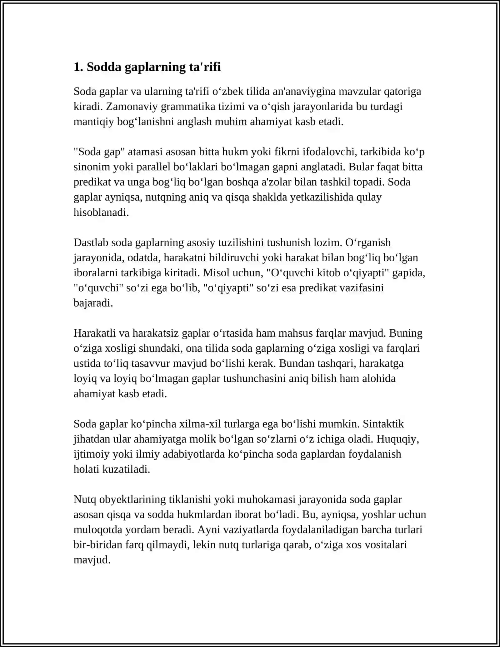 OʻZBEK TILIDA SODDA GAPLAR TAHLILI 3