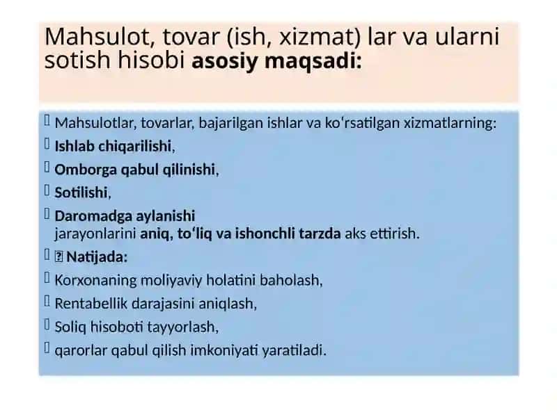 Mahsulot,tovar(ish,xizmat) larvaularnisotishhisobi 3