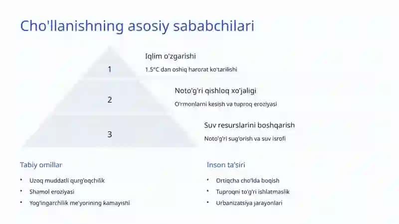 Cho'llanish Jarayoni: Sabablar, Ta'sirlar va Qarshi Kurash 3