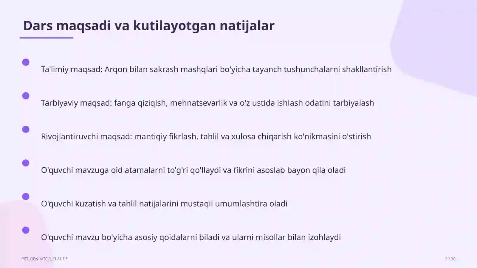Arqon bilan sakrash mashqlari (3-sinf) 3