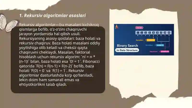 Rekursiv algoritmlar. Binary search. 3