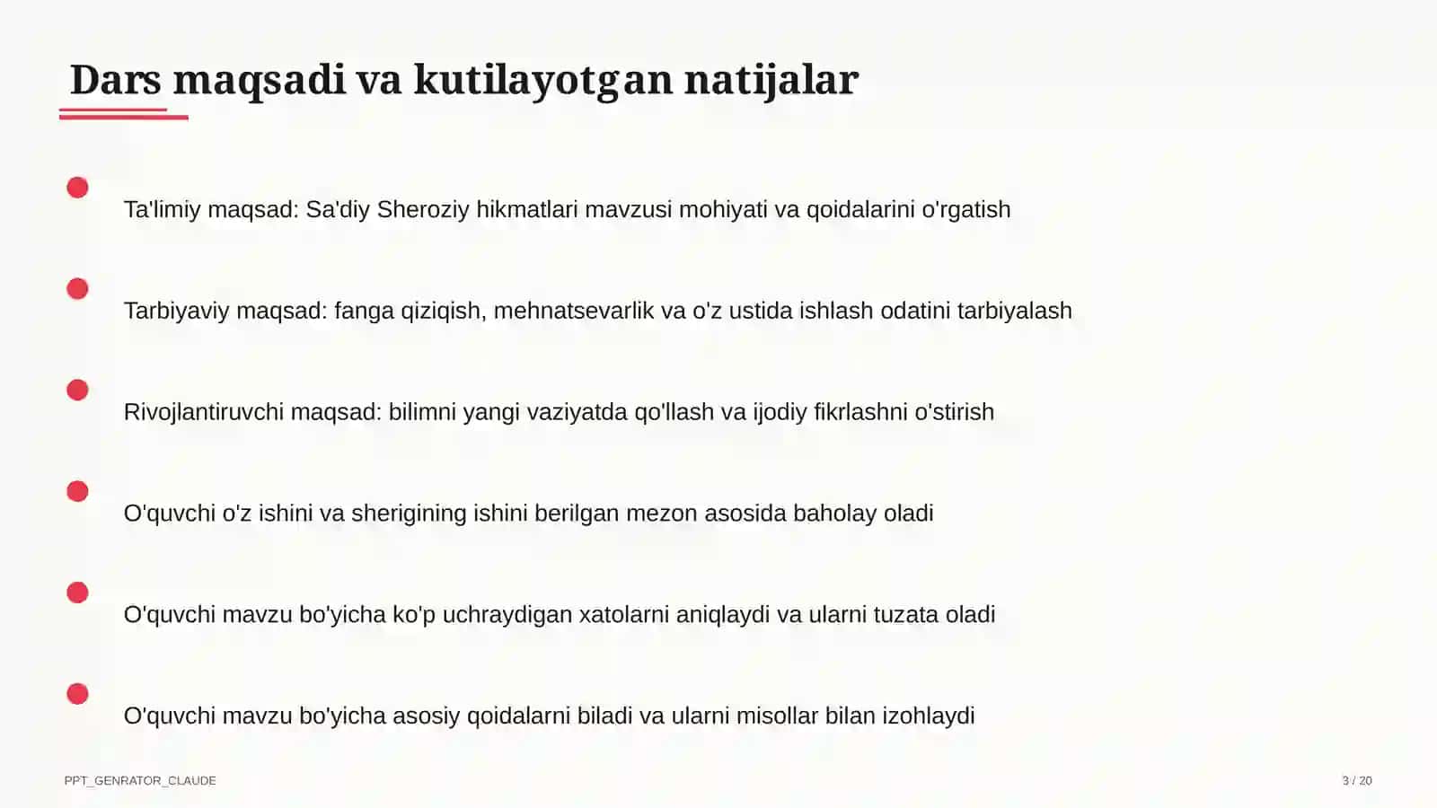 Sa'diy Sheroziy hikmatlari (6-sinf) 3