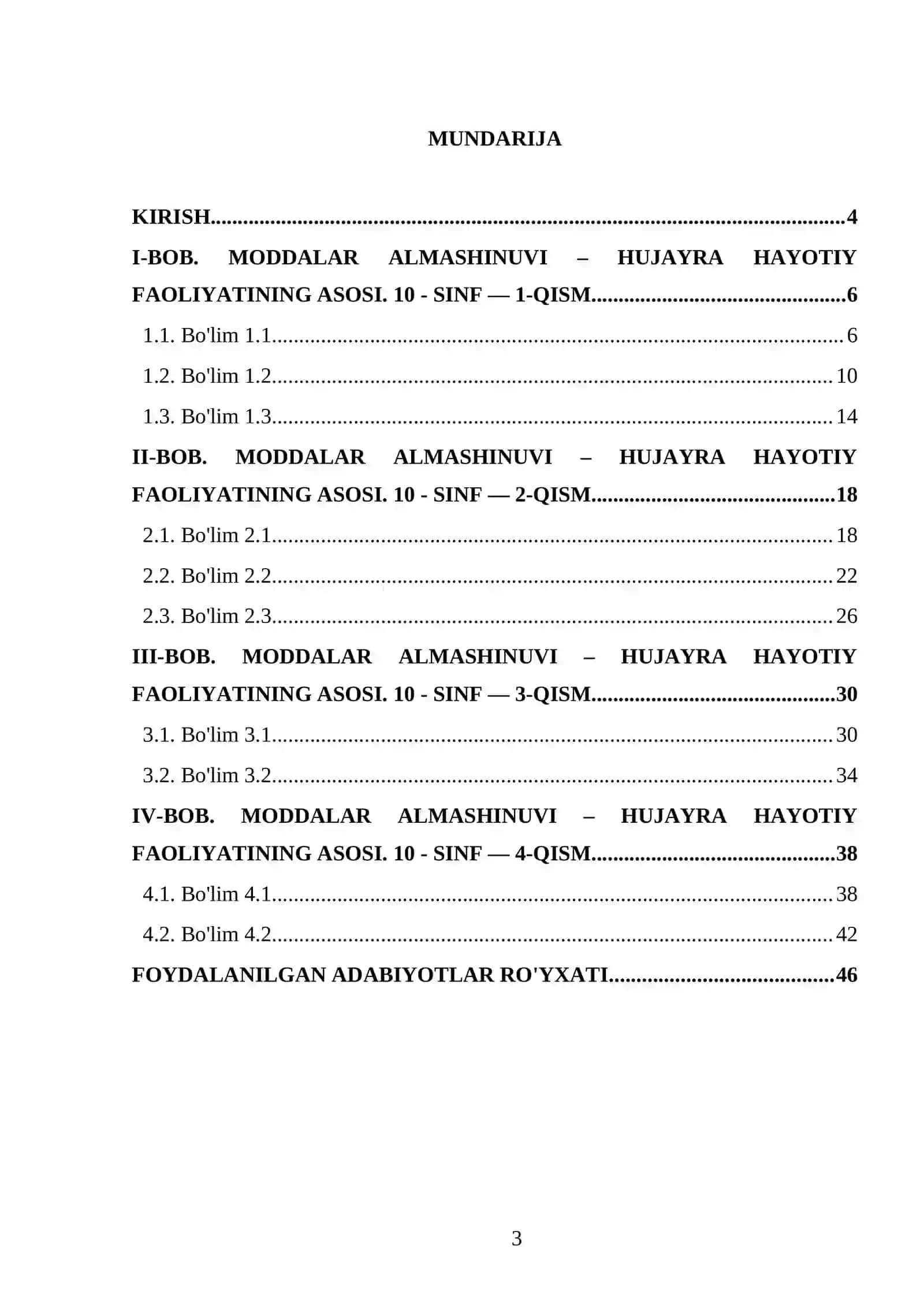 MODDALAR ALMASHINUVI – HUJAYRA HAYOTIY FAOLIYATINING ASOSI. 10 - SINF 3