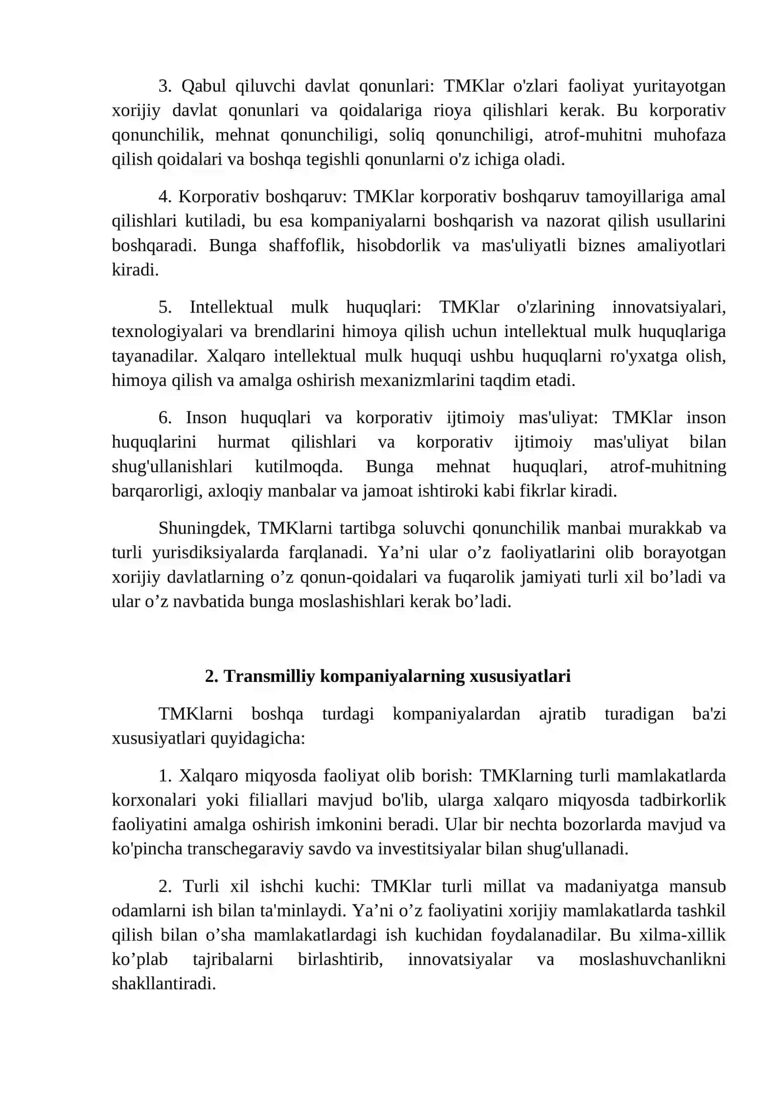 Transmilliy kompaniya kontseptsiyasi va uning xalqaro tijorat huquqidagi huquqiy maqomi 3