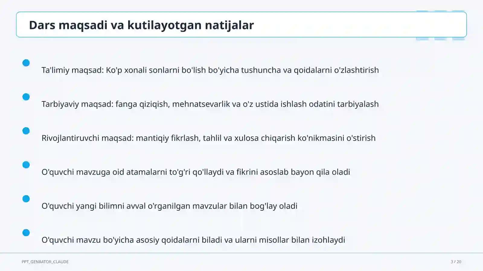 Ko'p xonali sonlarni bo'lish (4-sinf) 3