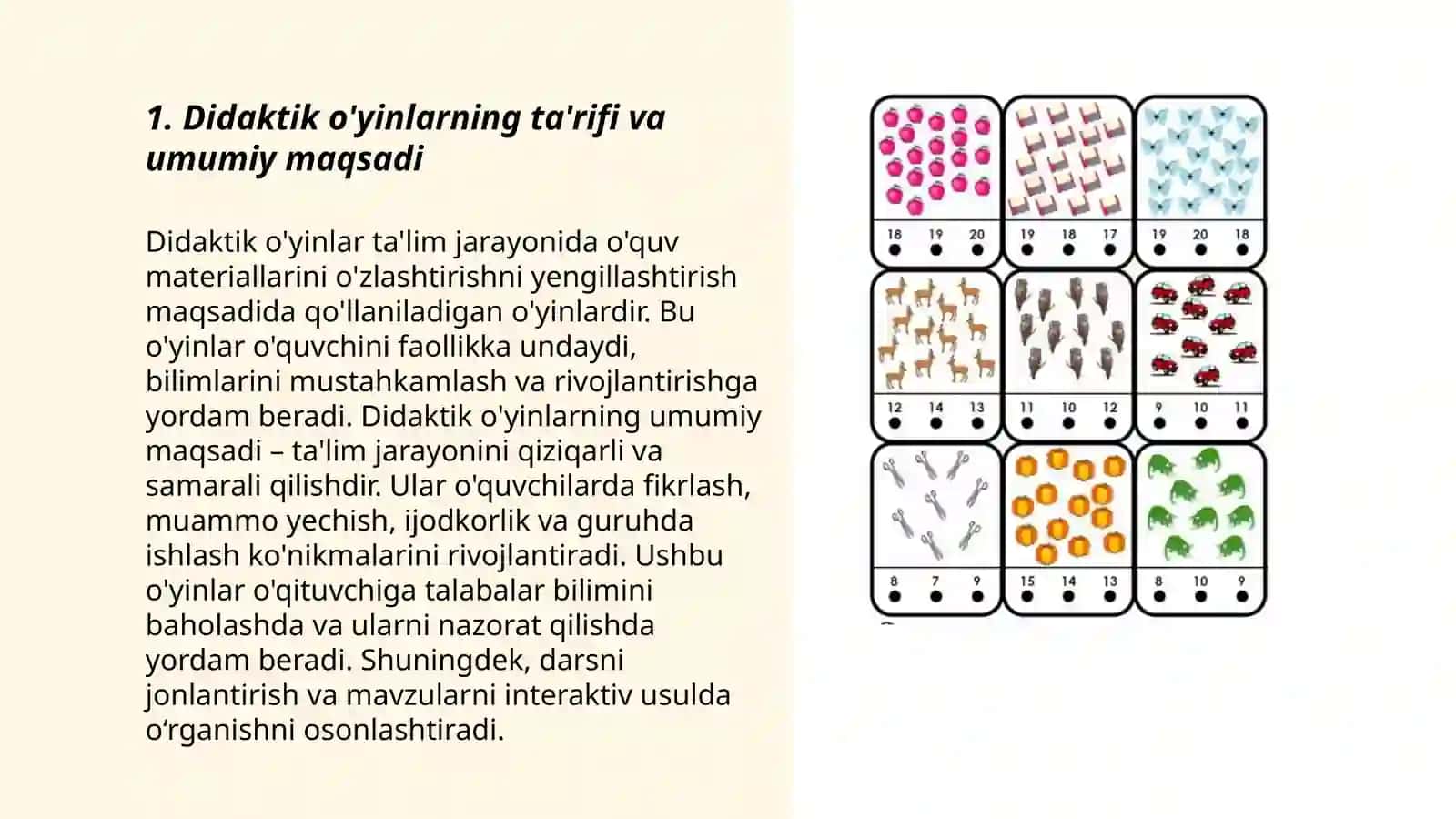 Sinfdan tashqari mashg'ulotlarda didaktik o'yinlarning ahamiyati,mazmuni ulardan foydalanish usullari 3