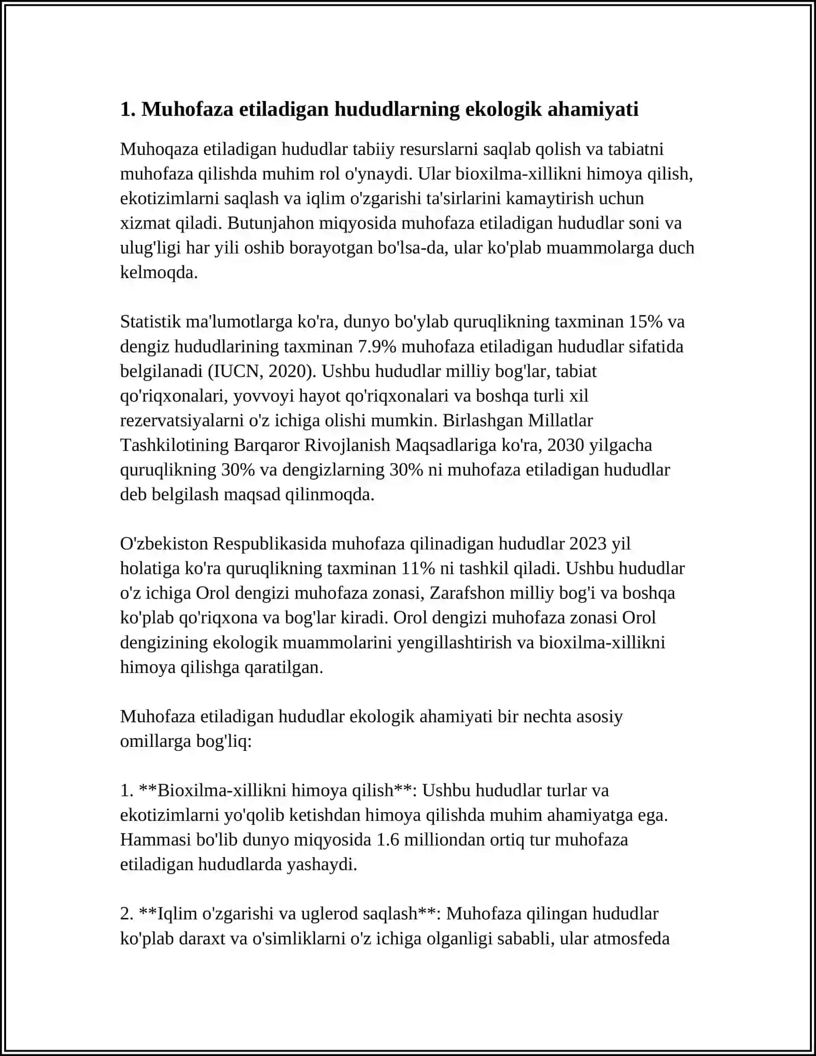 MUHOFAZA ETILADIGAN TABIIY HUDUDLARNING SOĞLOMLASHTIRISH AHAMIYATI 3
