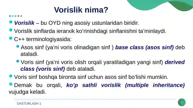 SINF XUSUSIYATI VA VORISLIK 3