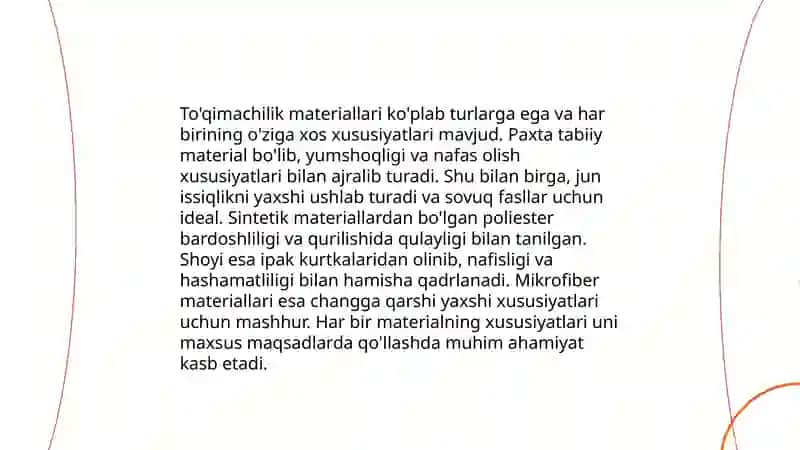Toʻqimachilik materiallarining kirishishi 3