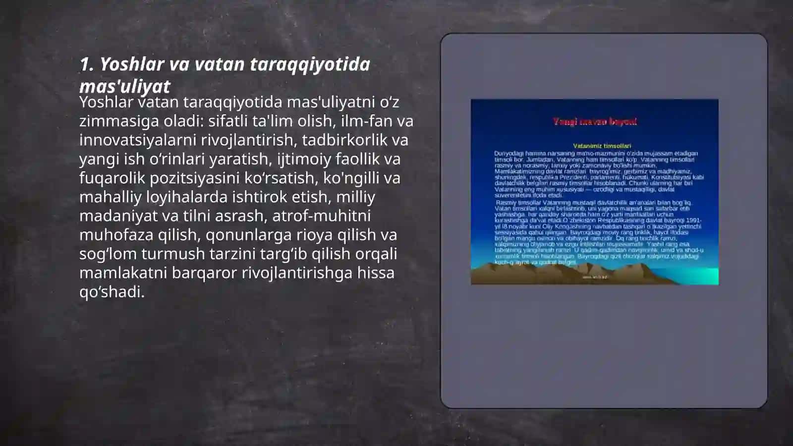Yoshlar va vatan taraqqiyotida mas'uliyat 3