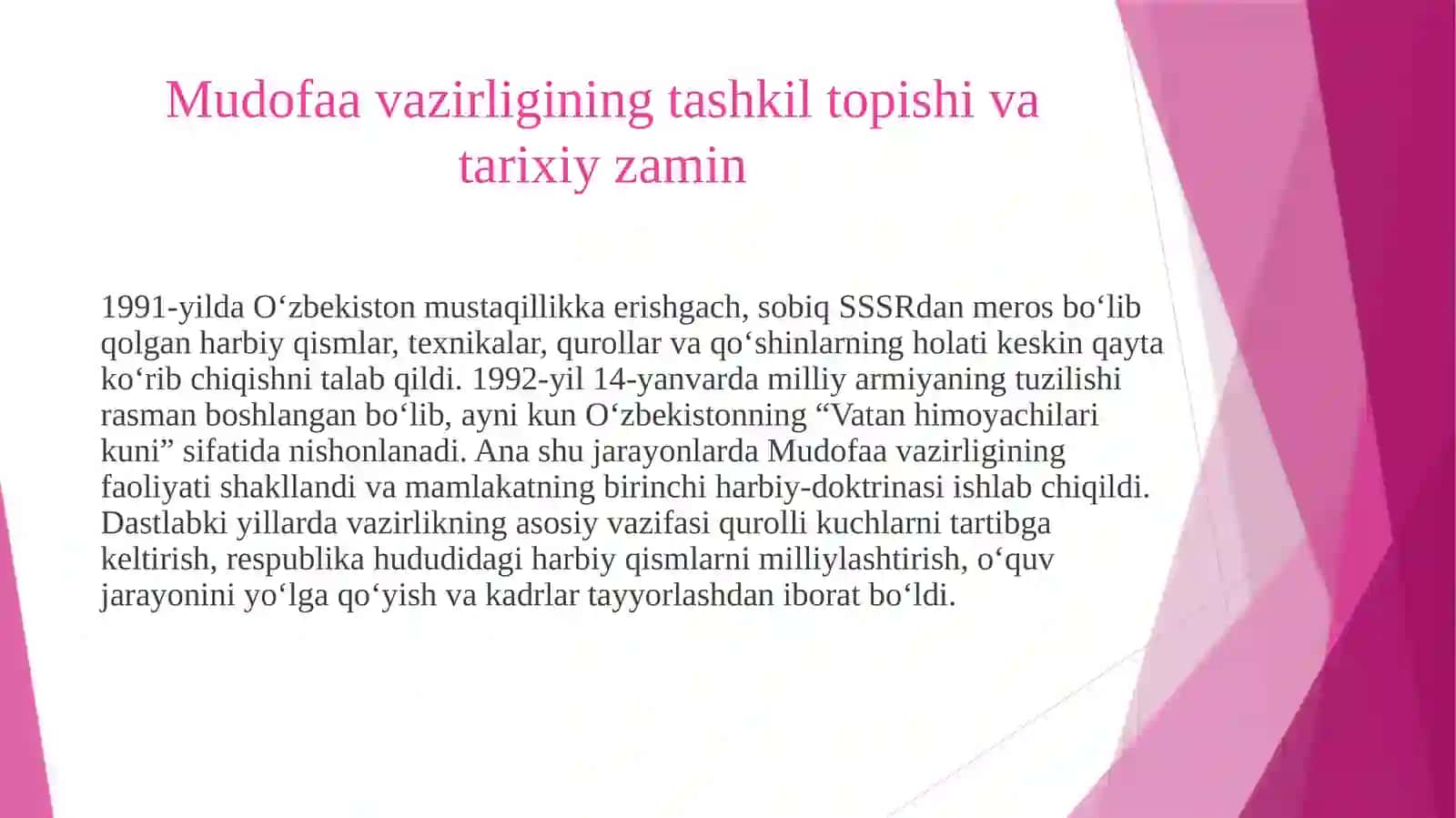 O'zbekiston respublikasi mudofa vazirligi 3