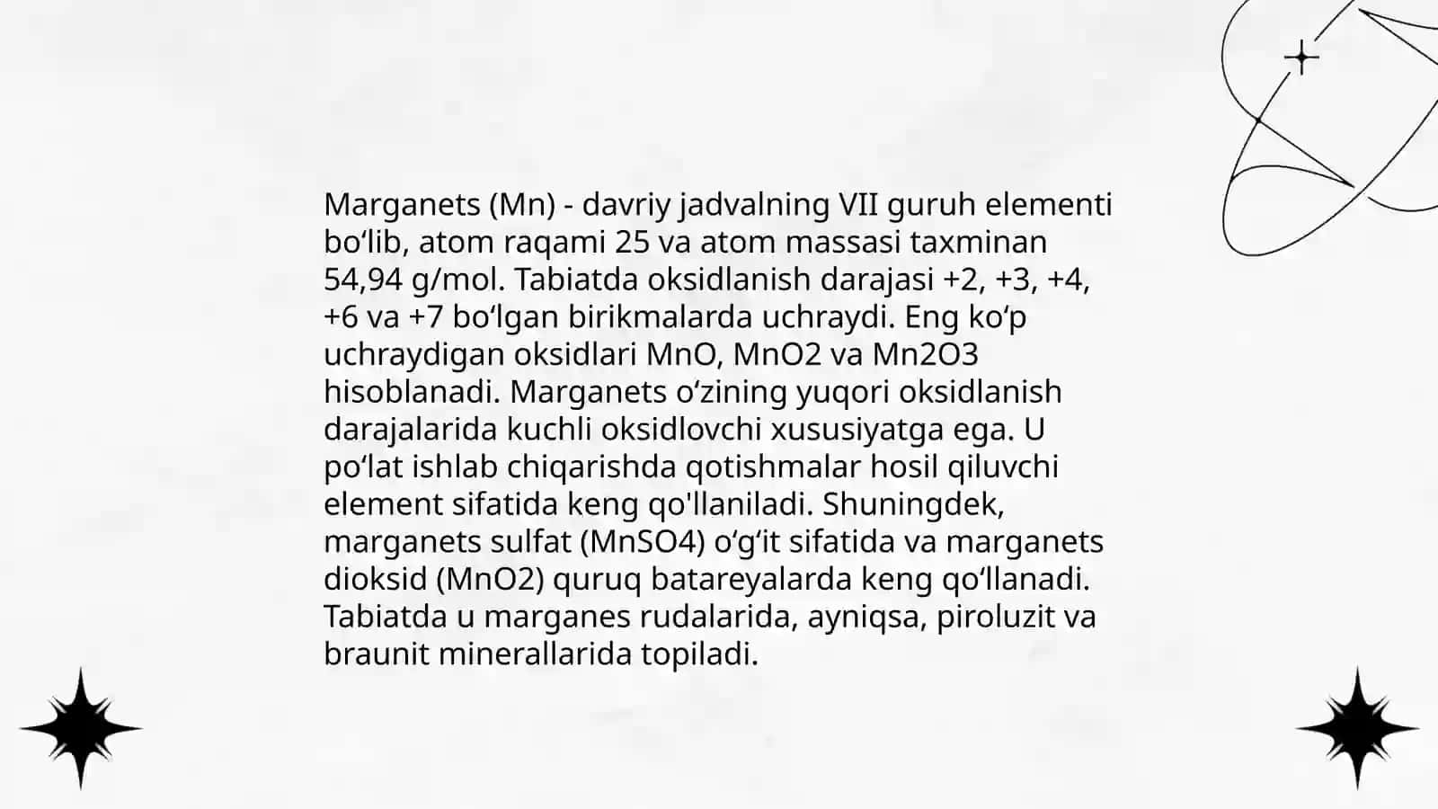 Marganets va uning kimyoviy xossalari 3