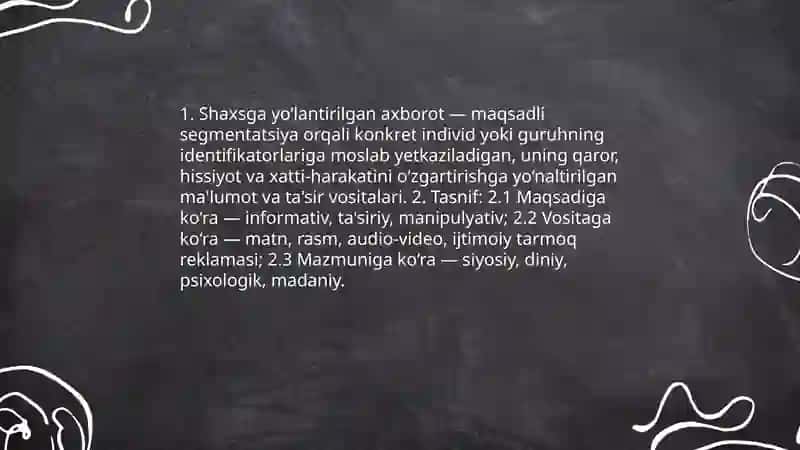 Shaxsga yoʻlantirilgan axborot psixologik diniy va madaniy tahdidlar 3