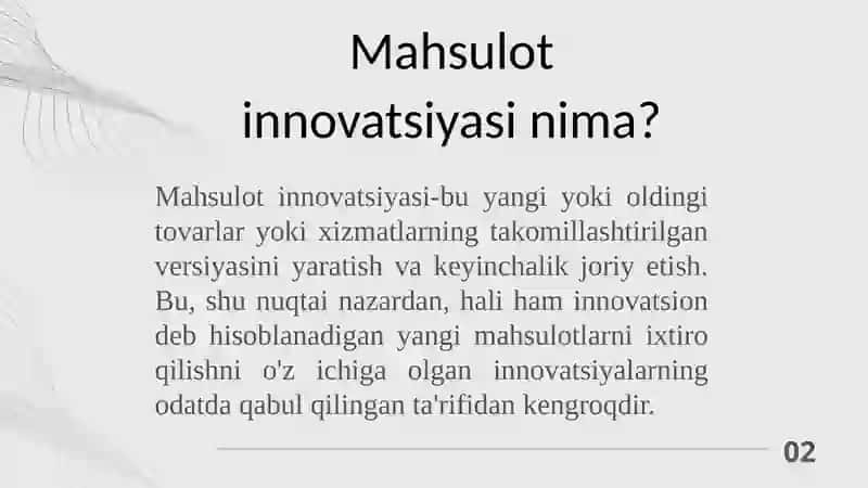 Mahsulot innovatsiyasi 3