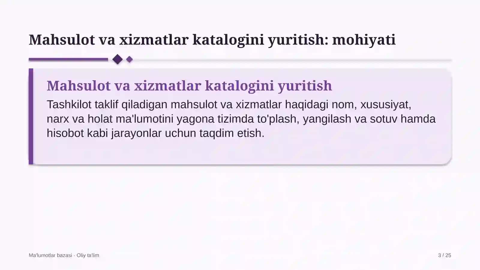 Bandlikka ko'maklashish markazlarida mahsulot va xizmatlar katalogini yuritish 3