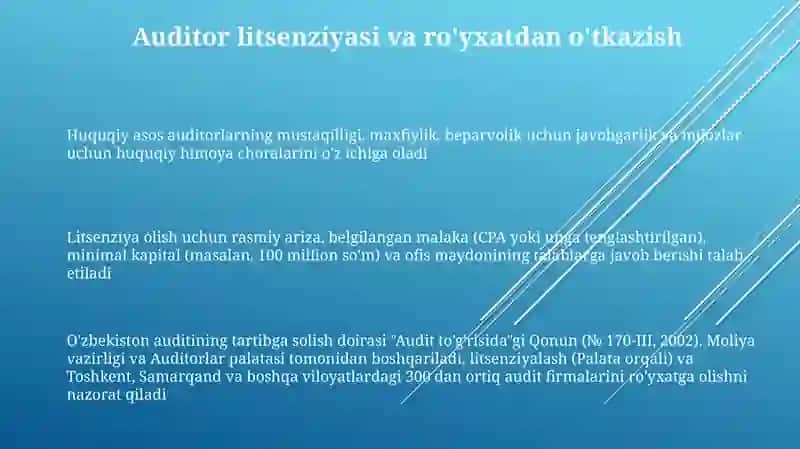 O‘zbekistonda auditorlik faoliyatini normativ-huquqiy tartibga solish tizimi 3