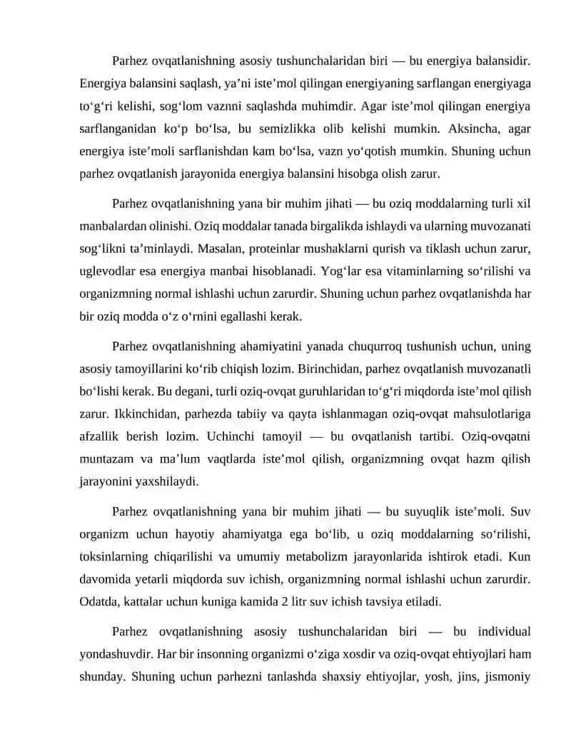 Parhez (davolovchi) ovqatlanish 3