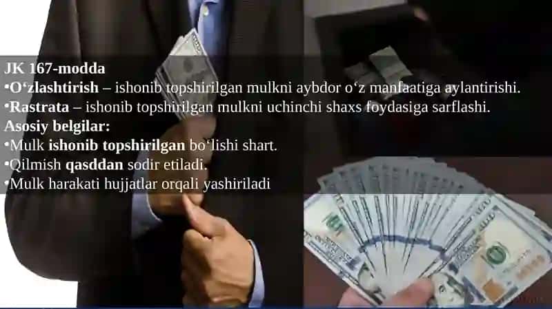 O'zlashtirish va rastrata qilish Tergov usuli 3