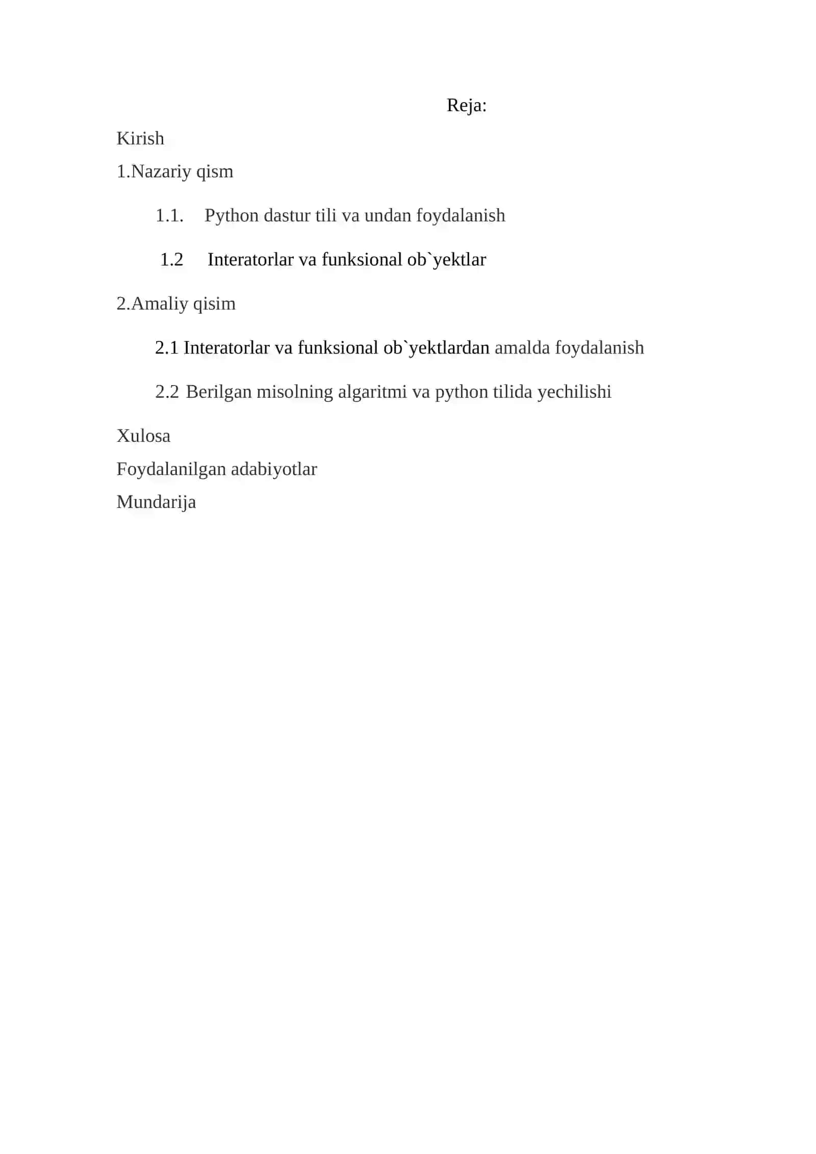 Interatorlar va funksional ob`yektlar. Haqiqiy qiymati 3