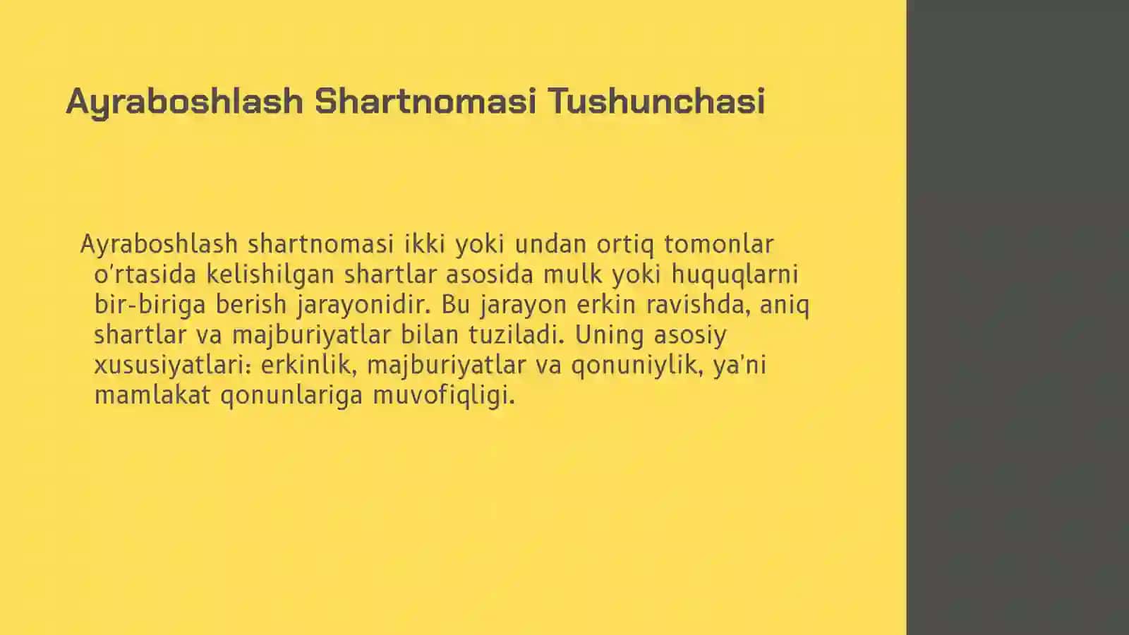 Ayraboshlash shartnomasi 3